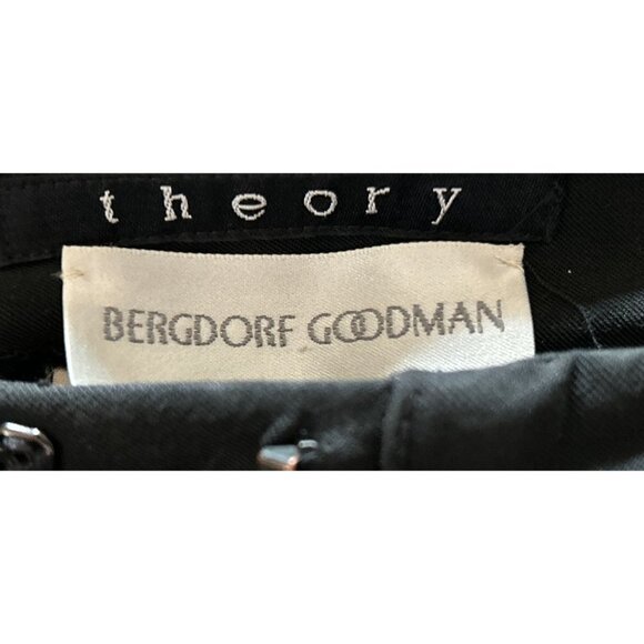 THEORY For Bergdorf Goodman Black Pants Strait Cut Front Pockets Size 4 - Picture 6 of 8